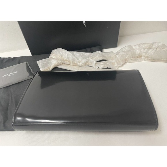 NEW SAINT LAURENT PATENT LEATHER GOLD CHAIN WALLET BAG PURSE BOX! - Picture 6 of 16